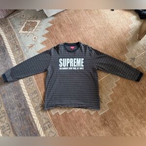 Supreme Black and White Striped Tee -Authentic